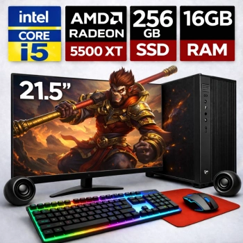 EGETECK Gamework i5 3470 16GB RAM 256GB SSD GDDR6 RX 5500 8GB 256BİT 21.5 Monitör Akvaryum Gaming Oyuncu Bilgisayarı