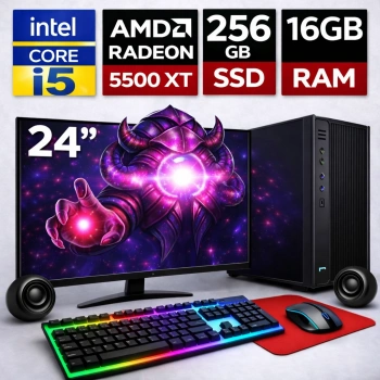 EGETECK Gamework i5 3470 16GB RAM 256GB SSD GDDR6 RX 5500 8GB 256BİT 24 Monitör Akvaryum Gaming Oyuncu Bilgisayarı