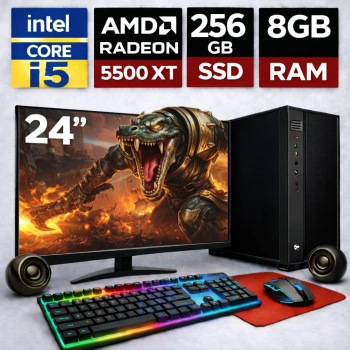 EGETECK Gamework i5 3470 8GB RAM 256GB SSD GDDR6 RX 5500 8GB 256BİT 24 Monitör Akvaryum Gaming Oyuncu Bilgisayarı