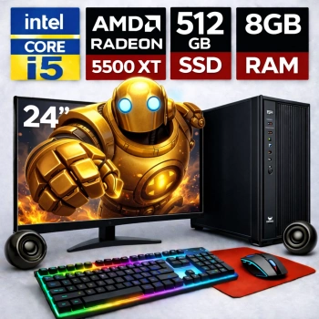 EGETECK Gamework i5 3470 8GB RAM 512GB SSD GDDR6 RX 5500 8GB 256BİT 24 Monitör Akvaryum Gaming Oyuncu Bilgisayarı