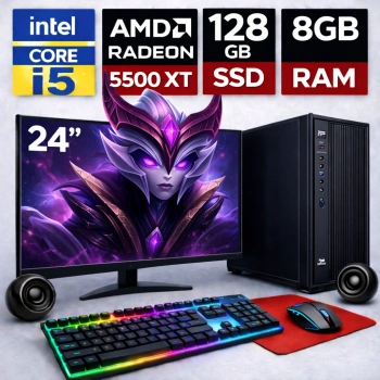 EGETECK Gamework i5 3470 8GB RAM 128GB SSD GDDR6 RX 5500 8GB 256BİT 24 Monitör Akvaryum Gaming Oyuncu Bilgisayarı