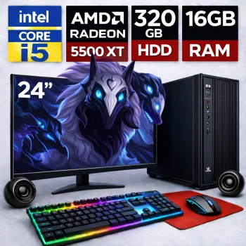 EGETECK Gamework i5 3470 16GB RAM 320GB HDD GDDR6 RX 5500 8GB 256BİT 24 Monitör Akvaryum Gaming Oyuncu Bilgisayarı