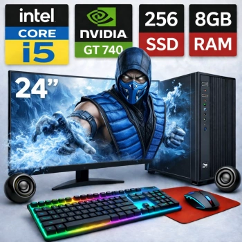 EGETECK Gamework i5 3470 8GB RAM 256GB SSD GT740 4GB Ekran Kartı 24 Monitör Akvaryum Gaming Oyuncu Bilgisayarı