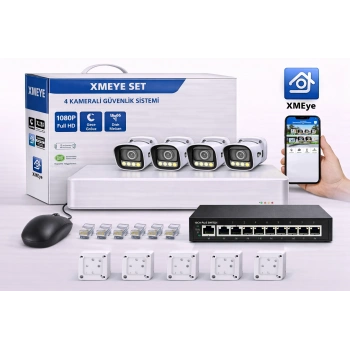 EGETECK 5MP Renkli Gece Görüşlü 4Lİ 250GB HDD İP Akıllı Güvenlik Kamera Seti