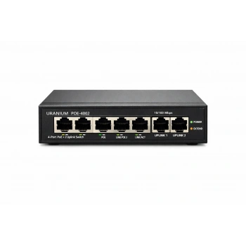 URANIUM POE-4002-48W 4 PORT 10/100 + 2 PORT 10/100 RJ45 UPLINK 48W POE SWITCH