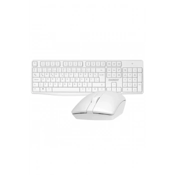 Everest KM-7500 Beyaz Kablosuz Q Multimedia Klavye + Mouse Set TR Q