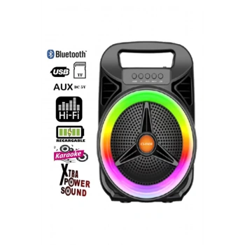 Platoon Pl-4521 Bt Usb Sd Aux 6.5 Inç Mikrofonlu Anfi Yüksek Ses Taşınabilir Rgb Işıklı Hoparlör CS0604