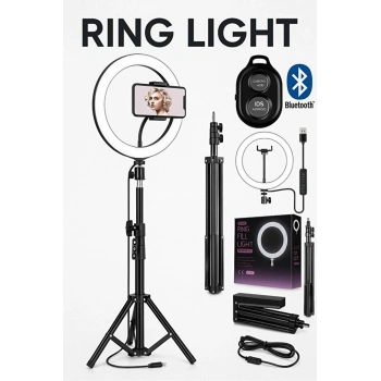 Ring Fill Light Led Işıklı Tripod 10 Inç Halka Youtuber Tiktok Makyaj Işığı Ayaklı Tripot