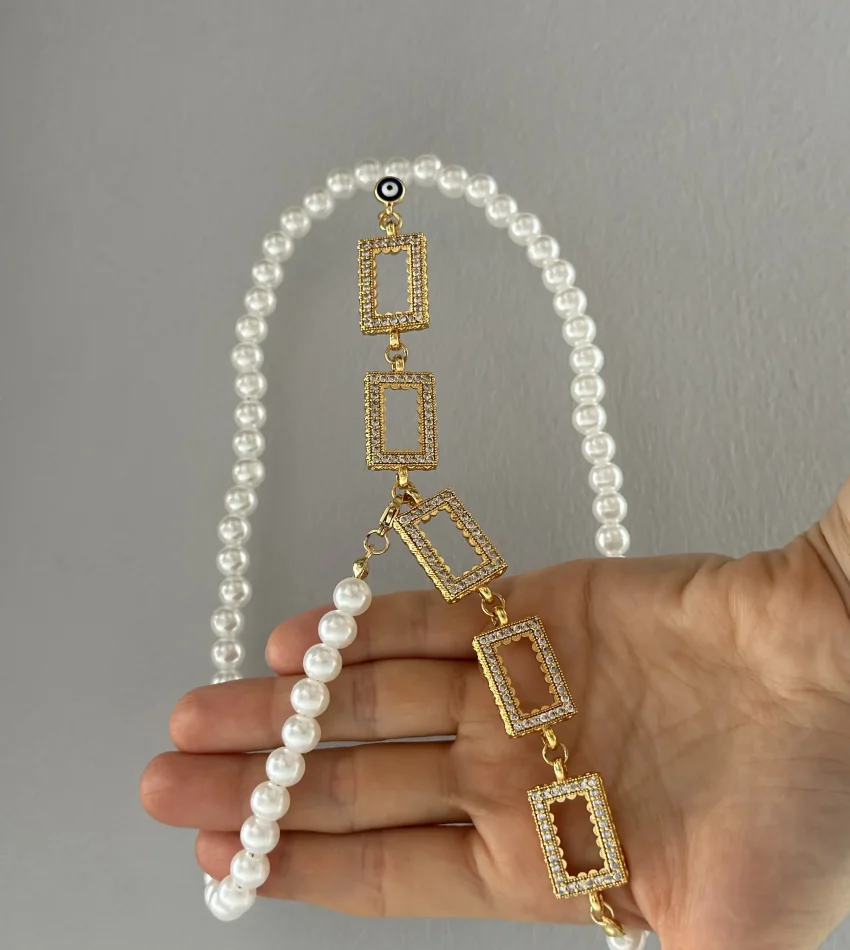 İncili 5’li Gram Altınlık Y Kolye