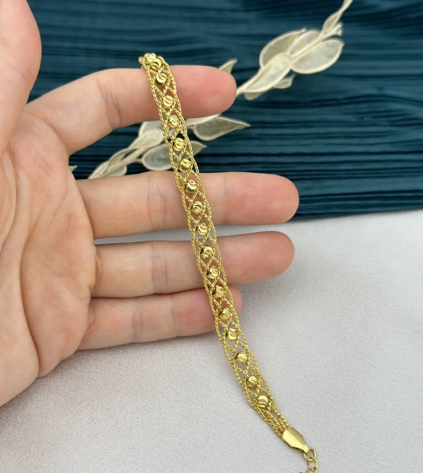 22 Ayar Zarif Örgü Dorika Bileklik