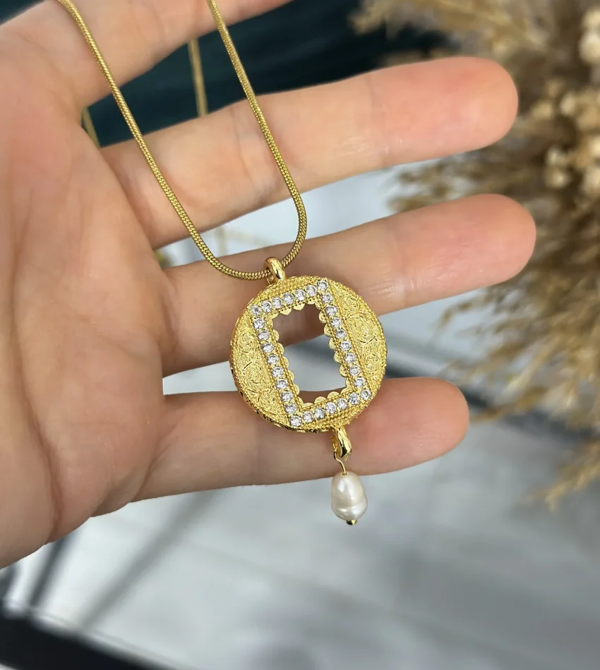 Doğal İncili Yuvarlak Gram Altınlık Kolye (60 cm)