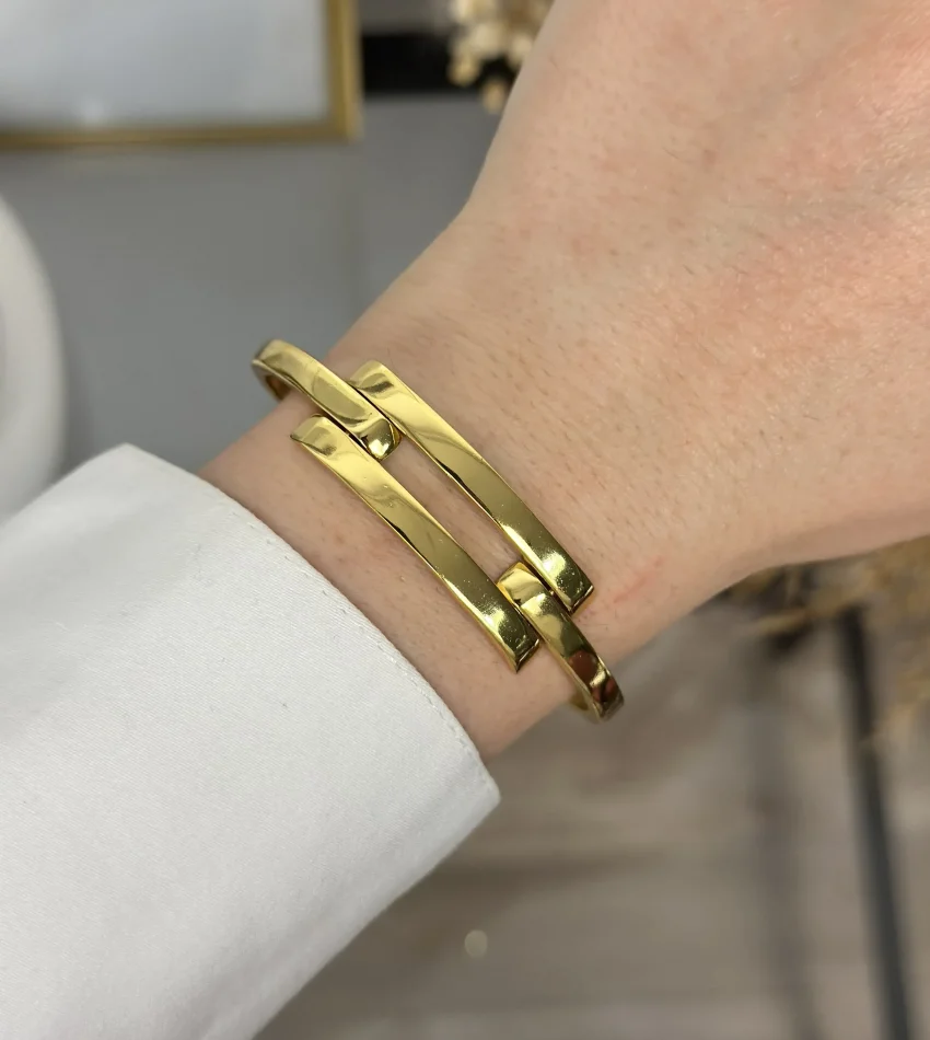 22 Ayar Düz Parlak Kaburga Kelepçe (19 cm)