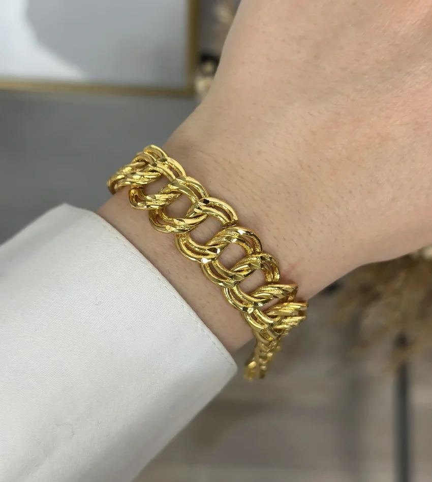 22 Ayar Altın Kaplama Kalem İşi Samanyolu Bileklik