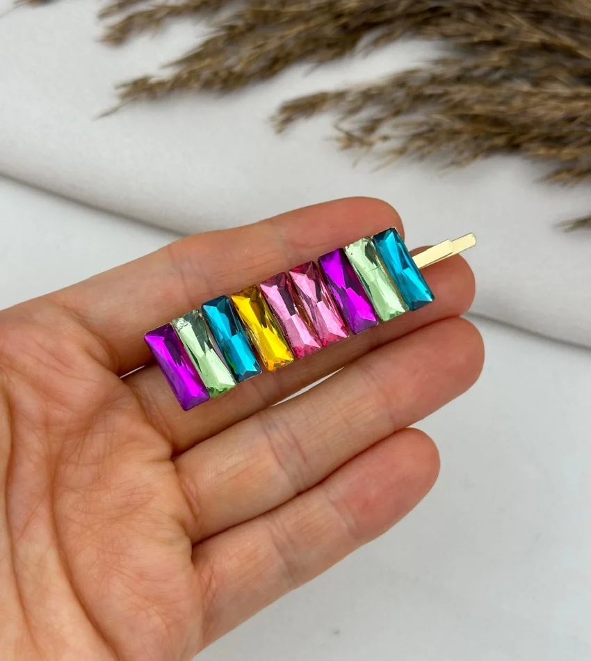 Renkli Sıra Baget Taşlı Toka