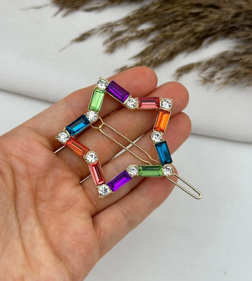 Renkli Baget Taşlı Yıldız Toka