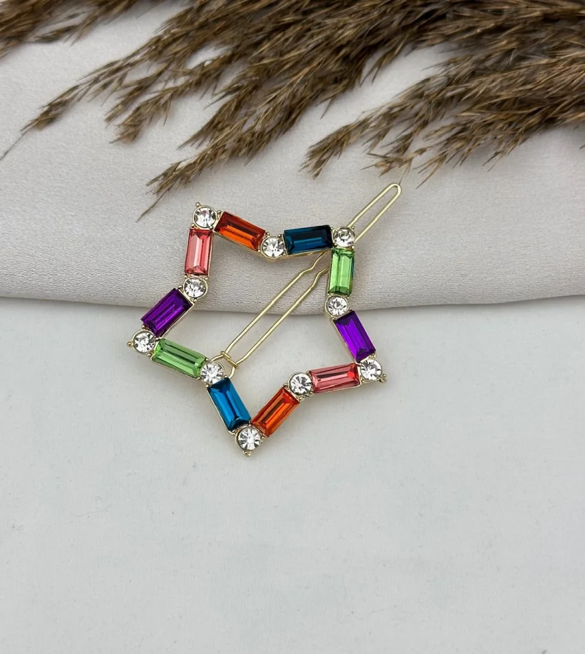 Renkli Baget Taşlı Yıldız Toka