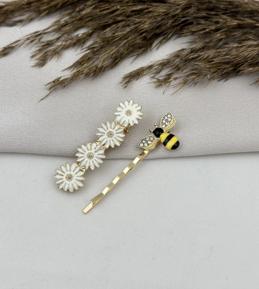 İkili Papatya-Arı Kombin Toka