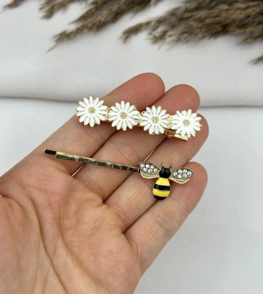 İkili Papatya-Arı Kombin Toka