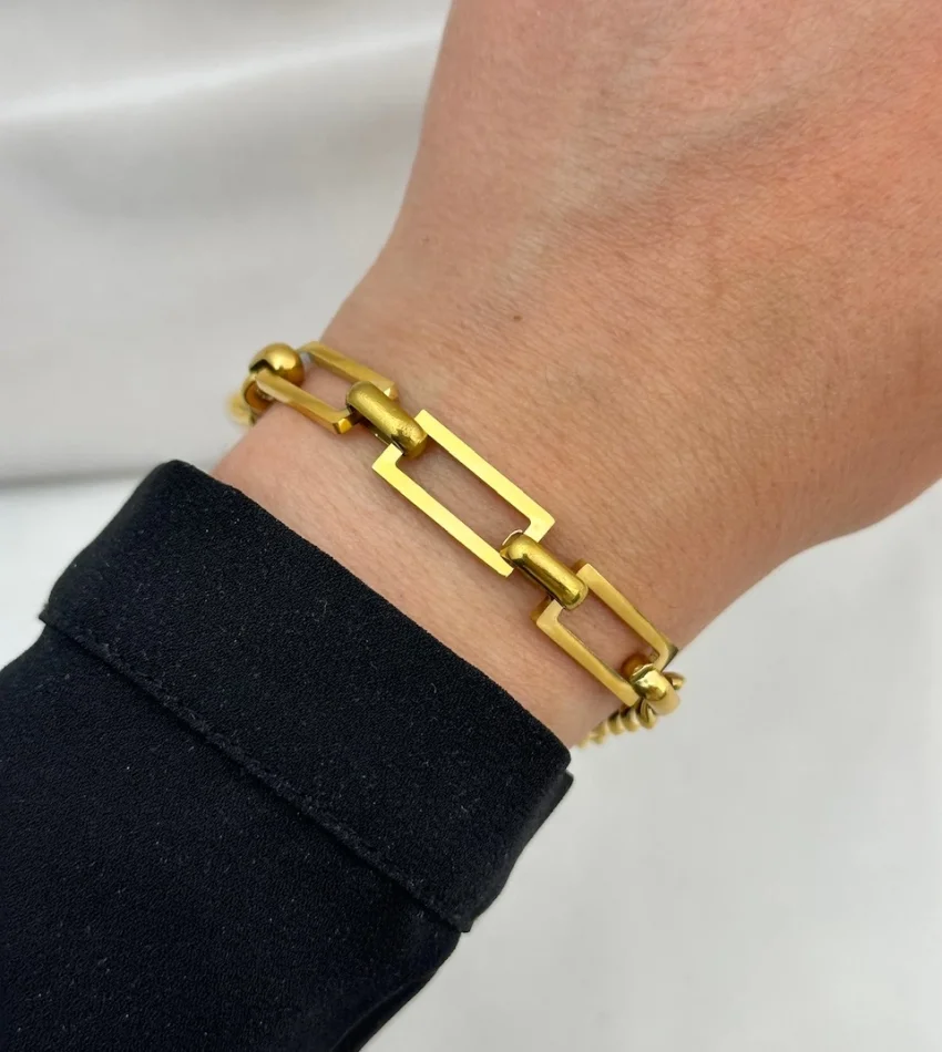 Dikdörtgen Geçişli Zincirli Bileklik