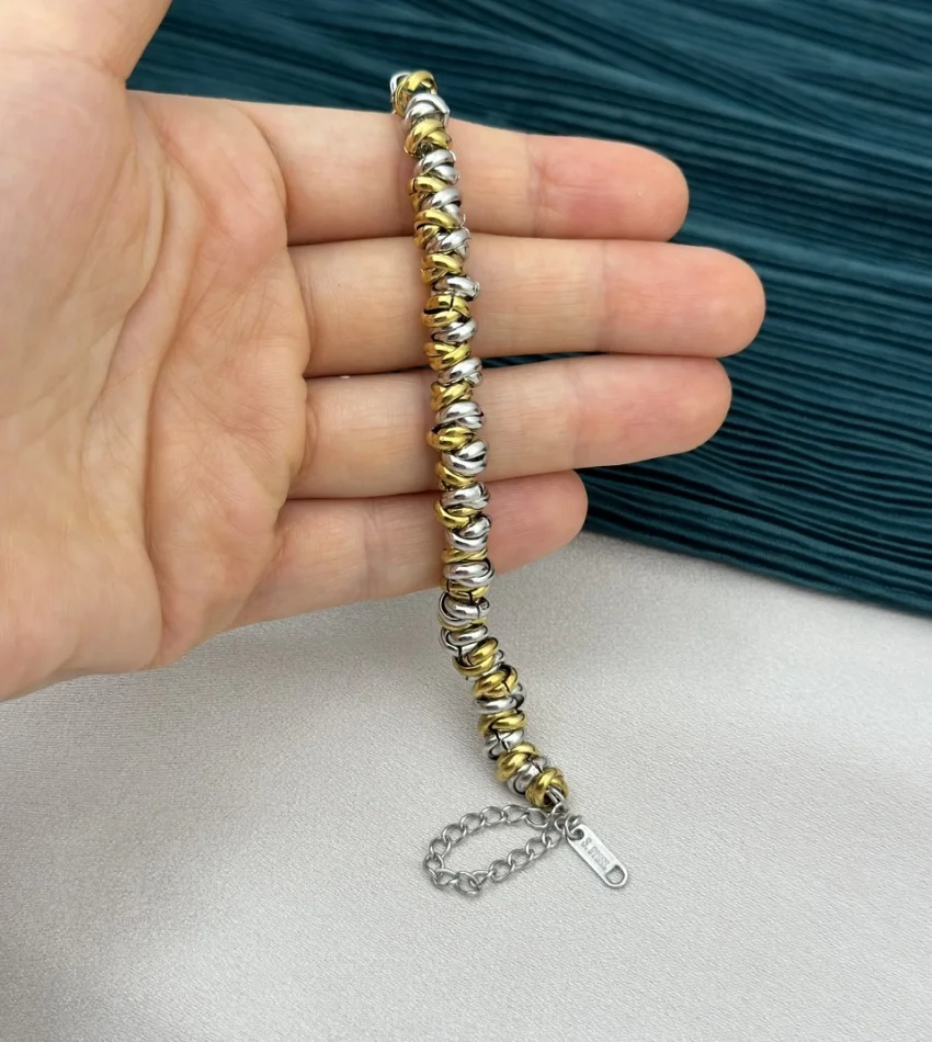 Çift Renk Halka Dizili Trend Bileklik