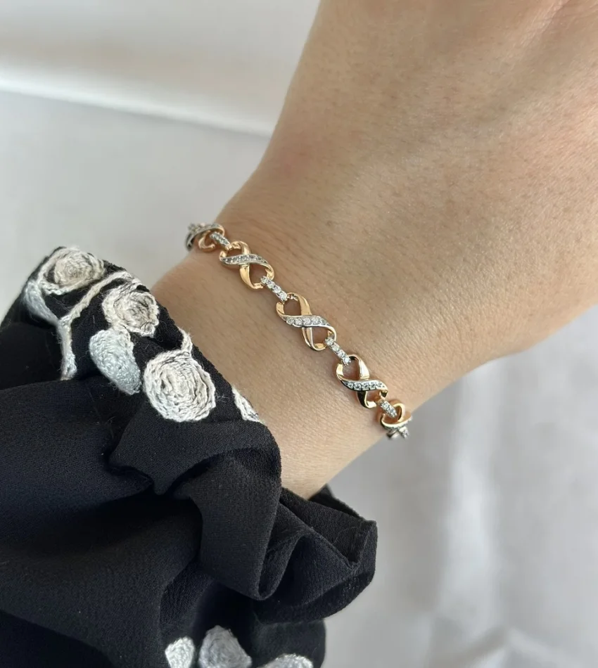 Taşlı Sonsuzluk VIP Bileklik (Bakır Renk)