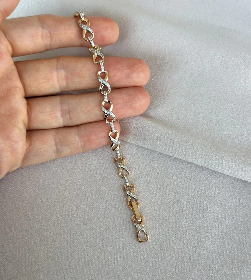 Taşlı Sonsuzluk VIP Bileklik (Bakır Renk)