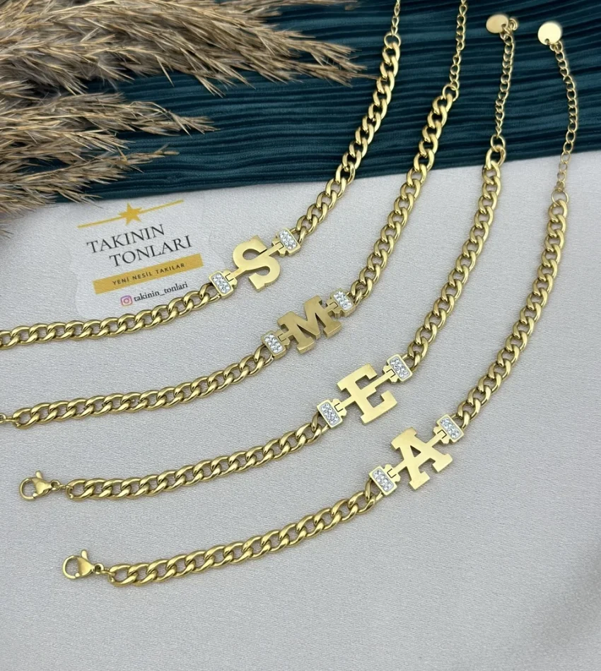 Kuyumcu Model Çelik Harf Bileklik