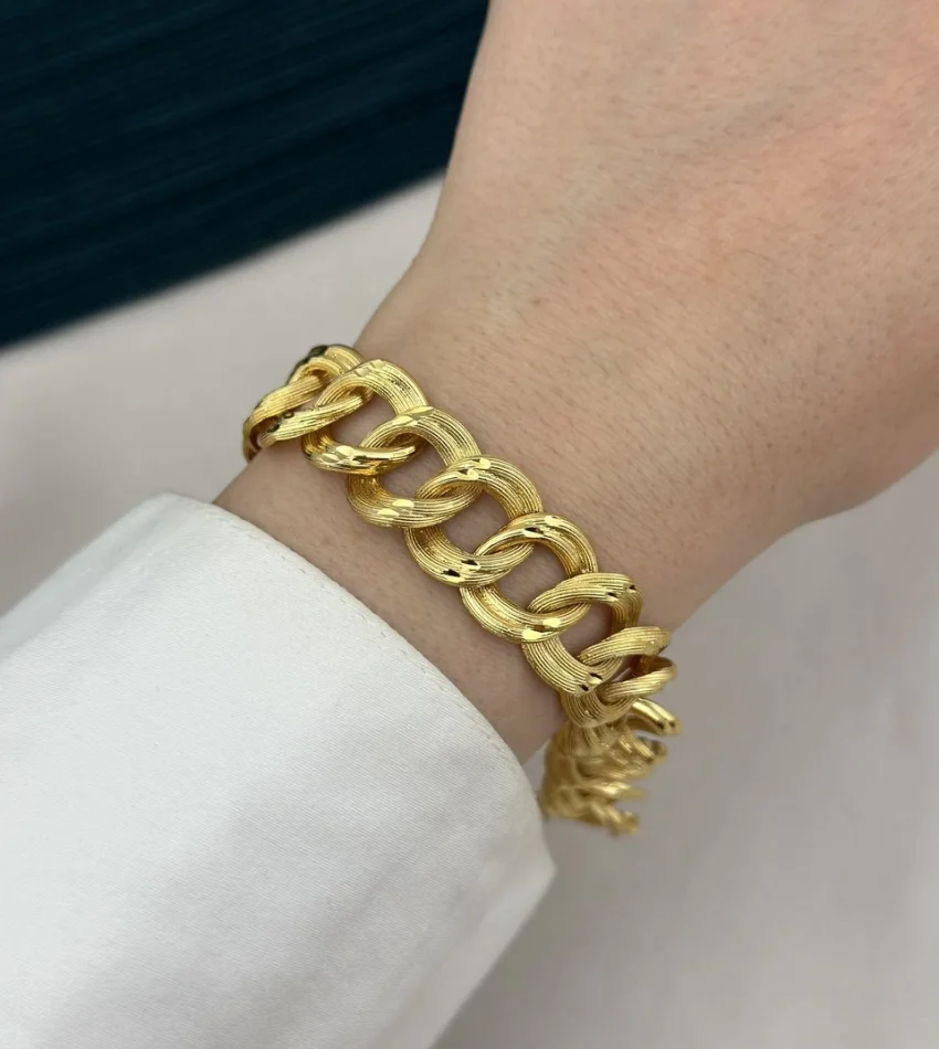 22 Ayar Çizgi Dokulu Samanyolu Bileklik (19 cm)