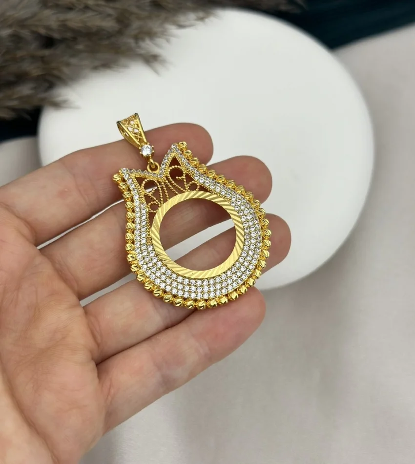 22 Ayar Yarım Altınlık Dorikalı Lale Kolye Ucu