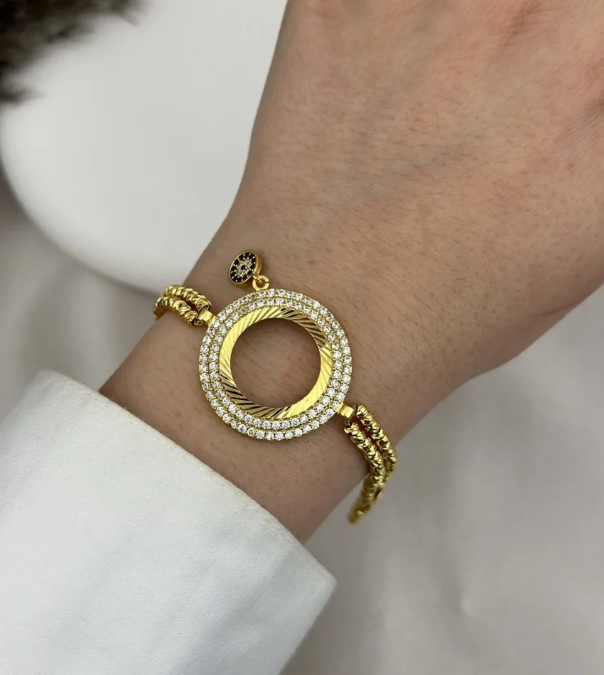 22 Ayar Çeyreklik Taşlı Dorika Bileklik