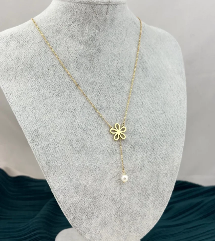 İncili Çiçek Kolye (45 cm)