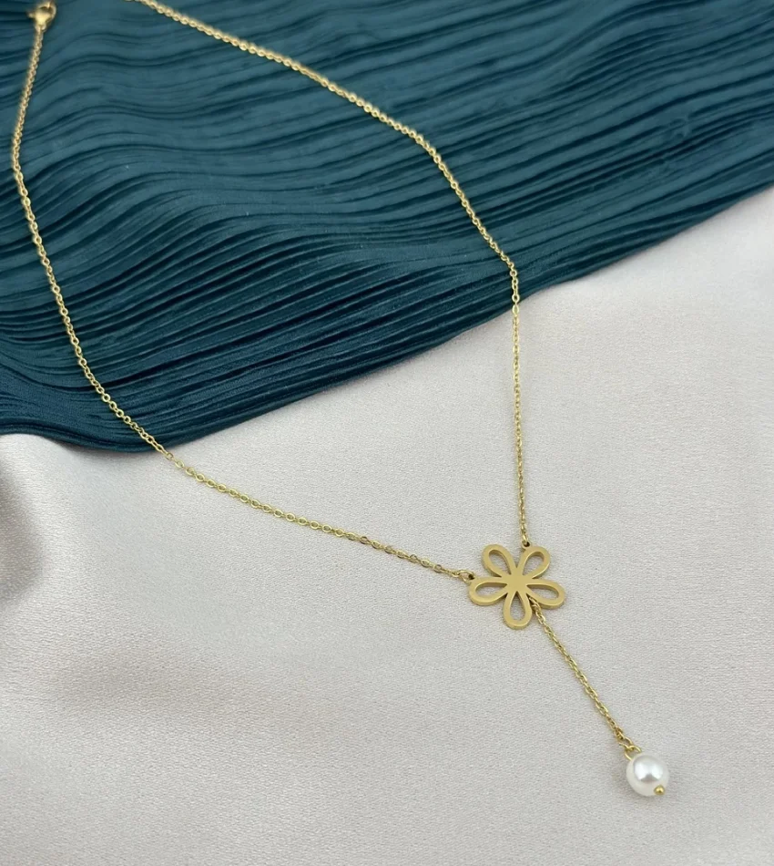 İncili Çiçek Kolye (45 cm)