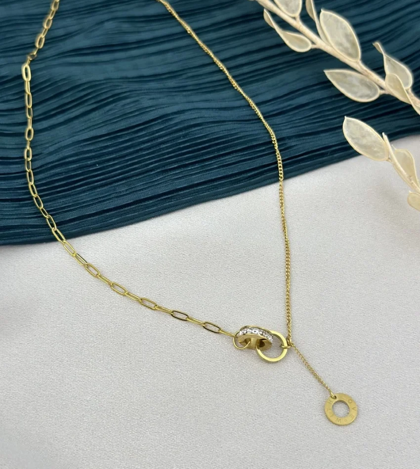 Halka Geçişli Taşlı Kolye (45 cm)