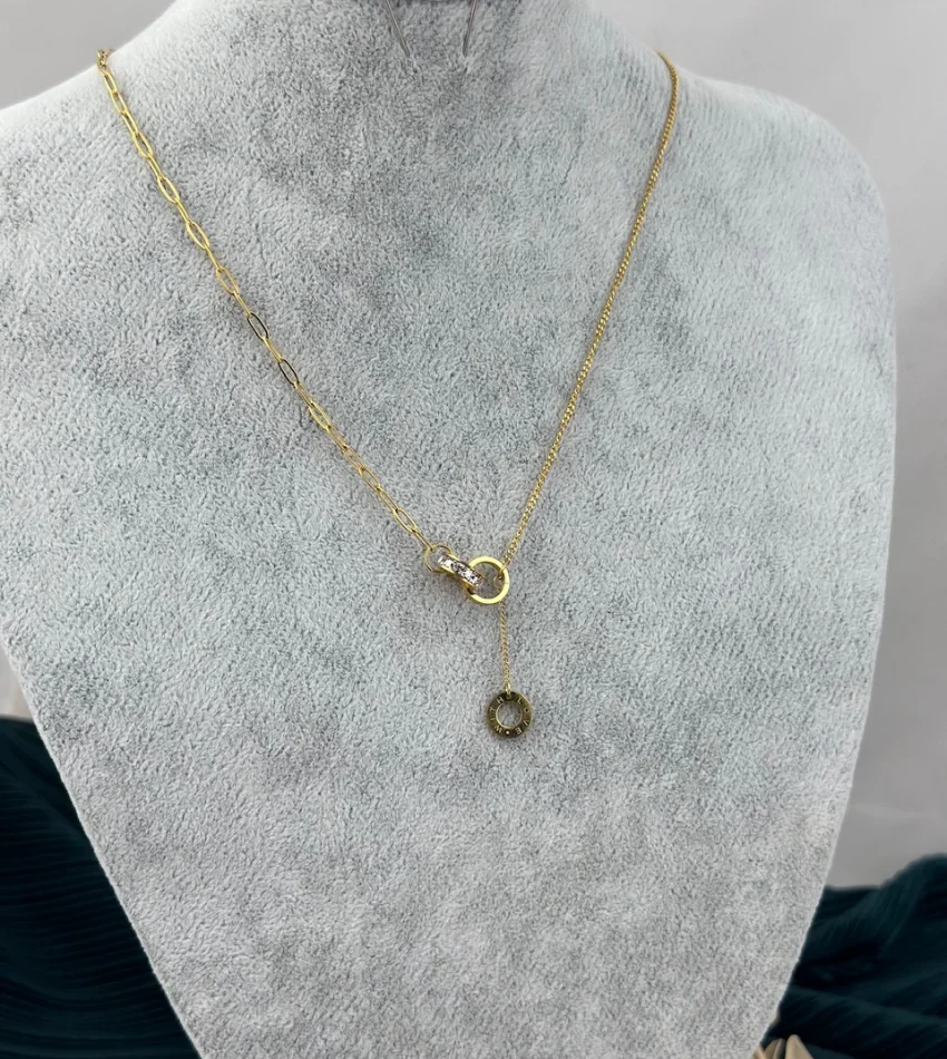 Halka Geçişli Taşlı Kolye (45 cm)