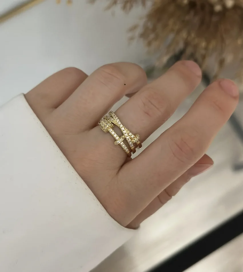 İthal Gold Geçişli Yüzük (Ayarlanabilir)