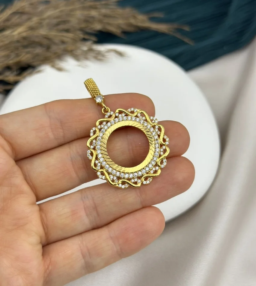 22 Ayar Taşlı Sonsuzluk Detay Çeyrek Kolye Ucu