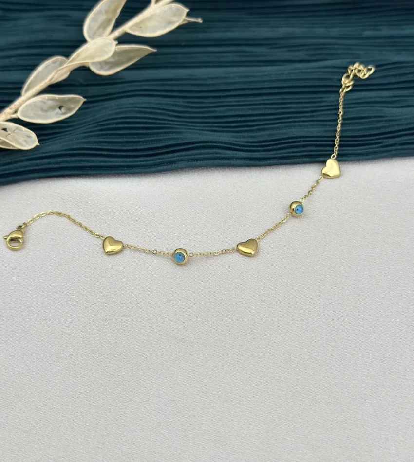 Zarif Nazarlı Kalpli Bileklik