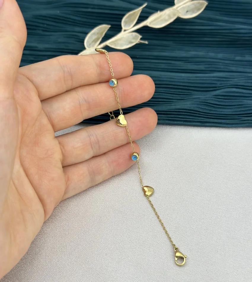 Zarif Nazarlı Kalpli Bileklik