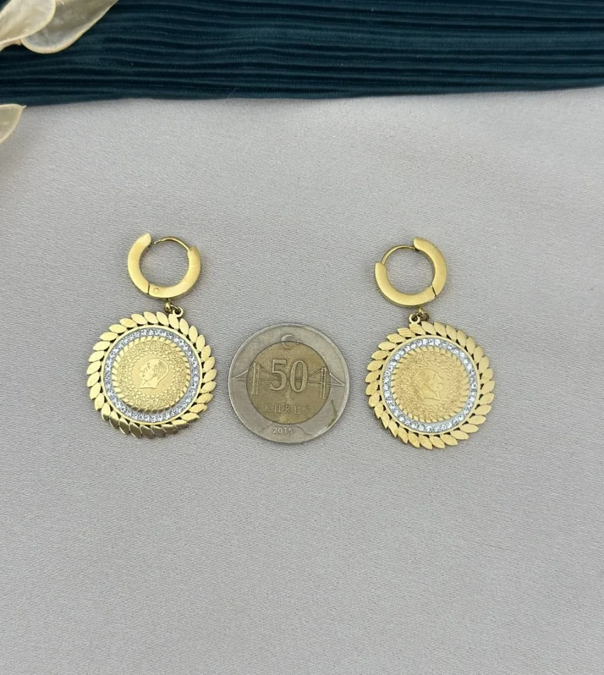 Taşlı Çeyrek Küpe