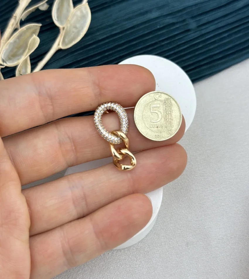 Taşlı Sarkıt Bakır Ton Gurmet Vip Küpe