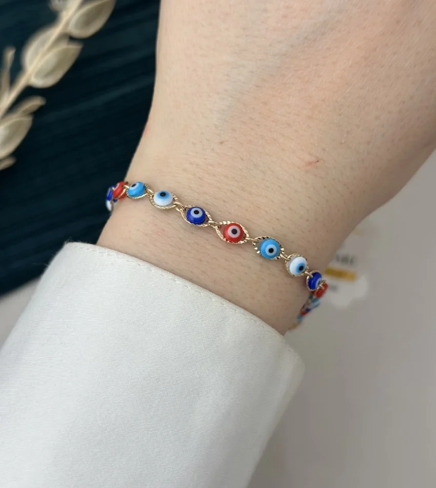 Bakır Ton Renkli Nazarlı Vip Bileklik