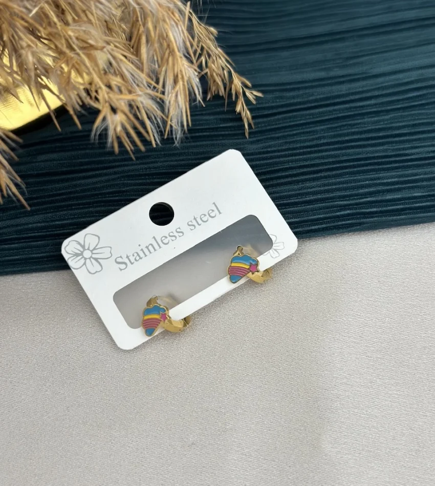 Renkli Gökkuşağı Çocuk Küpesi