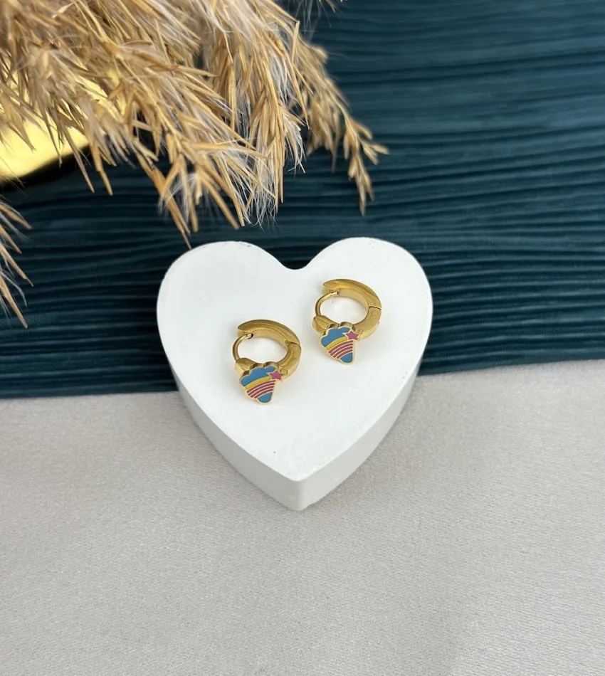 Renkli Gökkuşağı Çocuk Küpesi