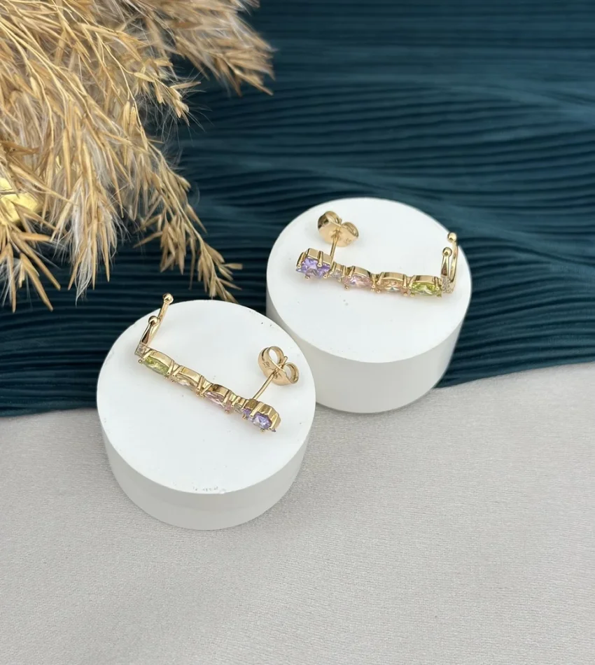 Kıkırdaklı Tek Delikle 5’li Görünüm Renkli XP Küpe