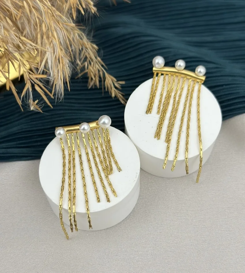 Sarkıt İncili Çelik Küpe