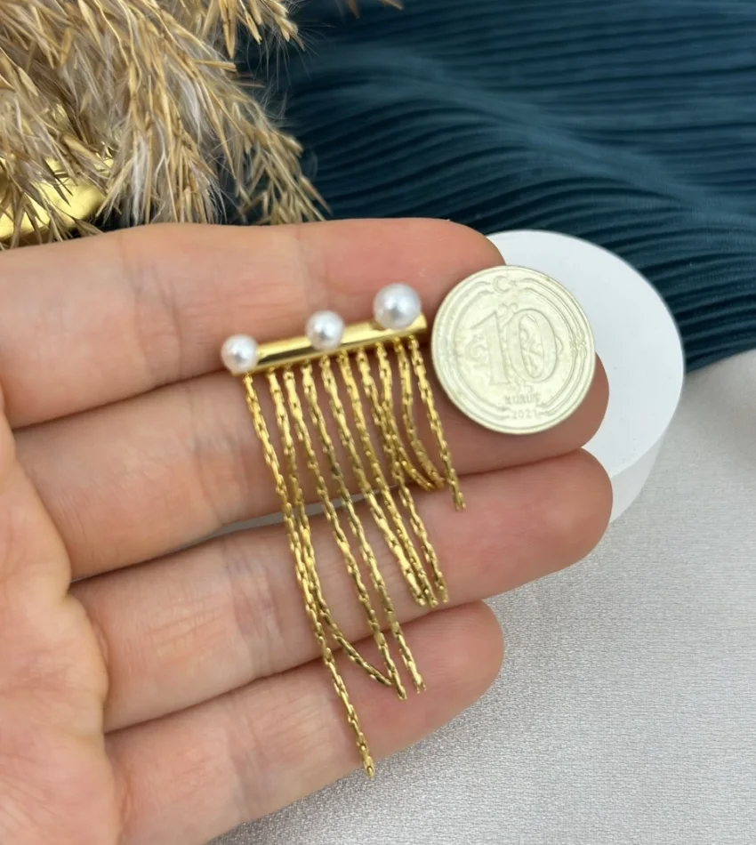 Sarkıt İncili Çelik Küpe