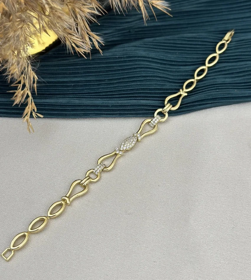 Zarif Oval Geçişli Taşlı XP Bileklik (17+2 cm)