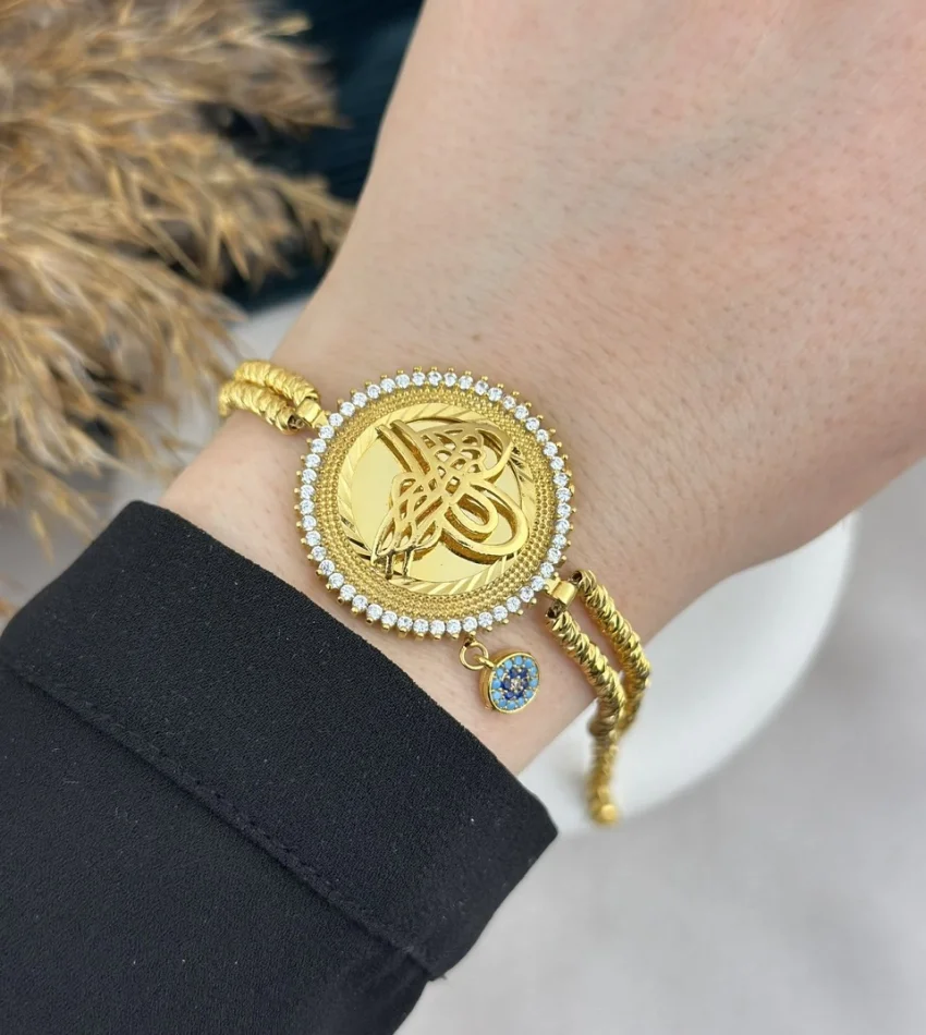 22 Ayar Tuğralı Dorikalı Bileklik