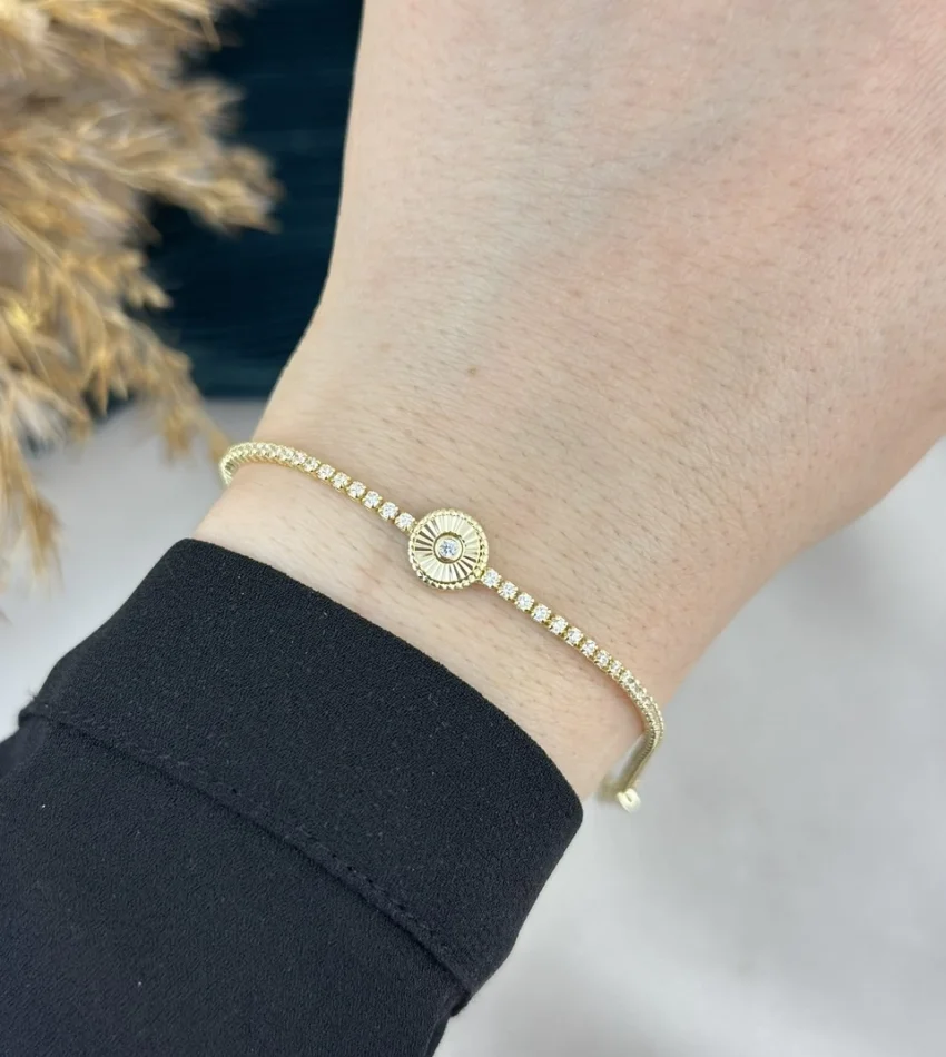 Gold Daire Detaylı Suyolu Bileklik (17 cm)