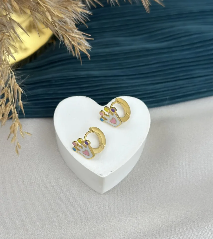 Renkli Prenses Tacı Çocuk Küpe